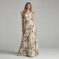 Elegant Floral Print Pleated Maxi Dress