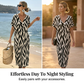 Women's Abstract Print V-Neck Maxi Dress
