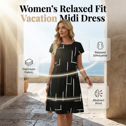 🎉Limited Sale🎉Women's Relaxed Fit Vacation Midi Dress