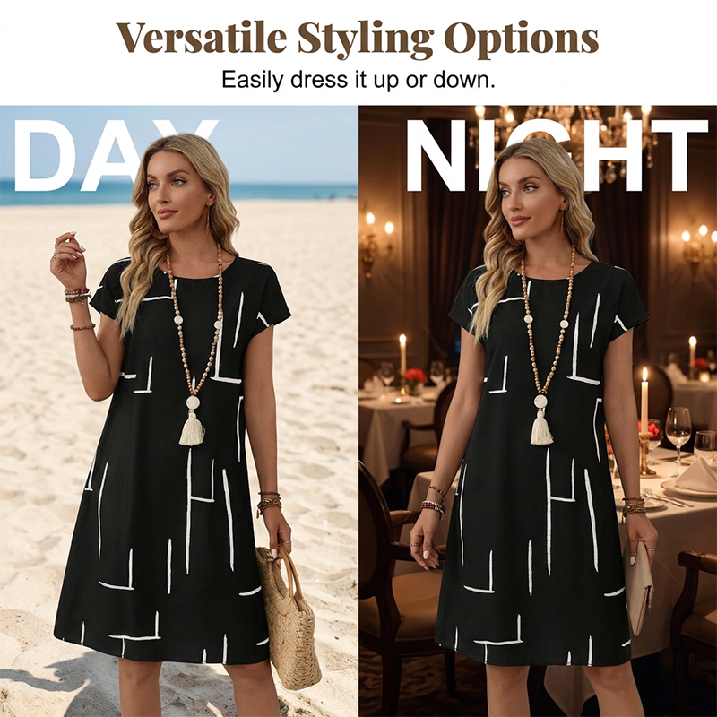 🎉Limited Sale🎉Women's Relaxed Fit Vacation Midi Dress
