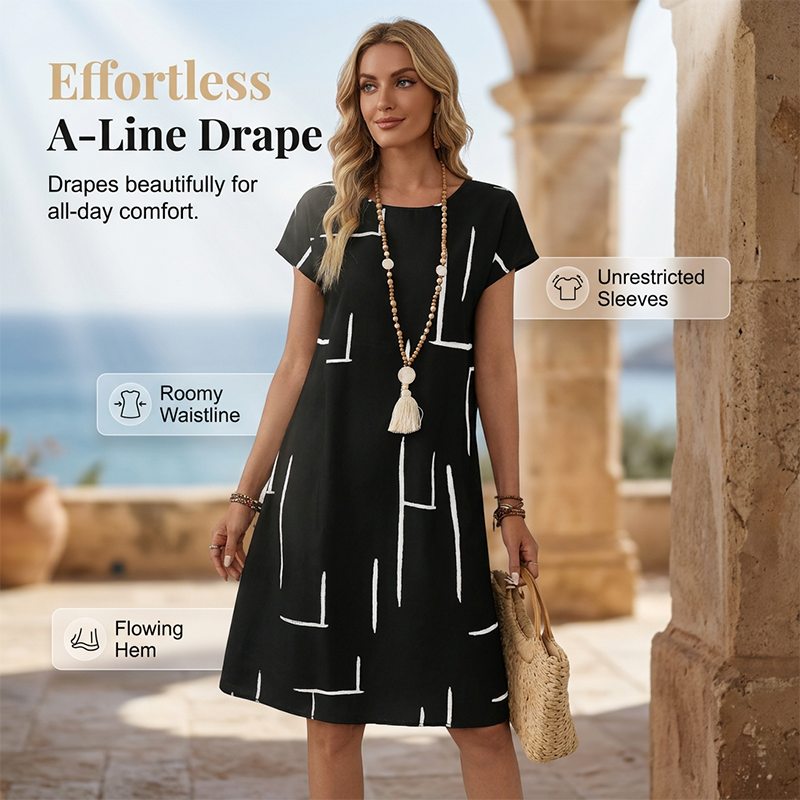 🎉Limited Sale🎉Women's Relaxed Fit Vacation Midi Dress