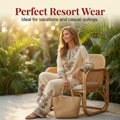 ⏳Limited-time 50% off⏰Women's Long Sleeve Blouse & Wide-Leg Pants Set👚👖
