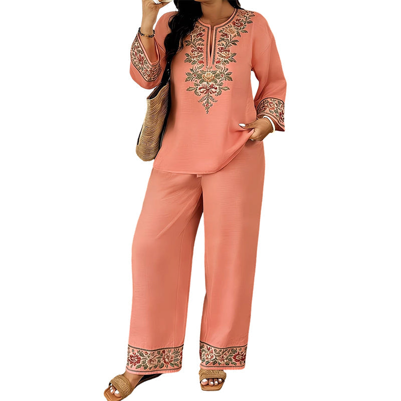 ⏳Limited-time 50% off⏰Women's Long Sleeve Blouse & Wide-Leg Pants Set👚👖
