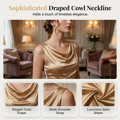 📢📢50% OFF !! ⏰Women's Sleeveless Cowl Neck Midi Dress