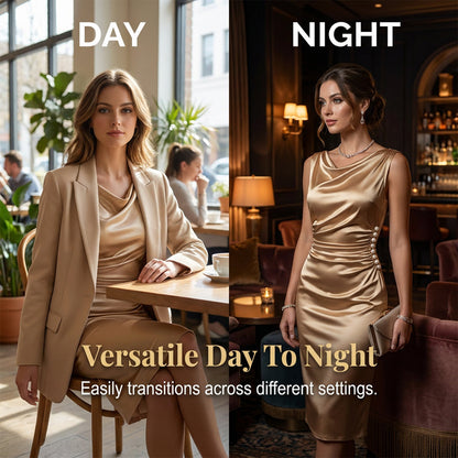 📢📢50% OFF !! ⏰Women's Sleeveless Cowl Neck Midi Dress