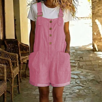 📢📢50% OFF !! ⏰Retro Solid Color Romper with Adjustable Straps