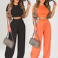 📢📢30% OFF !! ⏰ Women's Two-Piece Set – Fitted T-Shirt, Loose Pants, Casual 🌸