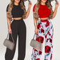 📢📢30% OFF !! ⏰ Women's Two-Piece Set – Fitted T-Shirt, Loose Pants, Casual 🌸