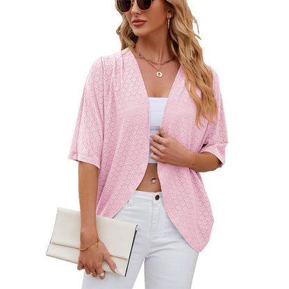 Soft casual half sleeve cardigan for women
