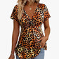 🎁2026 New Arrivals 50% OFF💥Women’s Leopard Twist-Front Top – V-Neck, Peplum Hem, Bold Print 💃