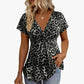 🎁2026 New Arrivals 50% OFF💥Women’s Leopard Twist-Front Top – V-Neck, Peplum Hem, Bold Print 💃