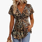 🎁2026 New Arrivals 50% OFF💥Women’s Leopard Twist-Front Top – V-Neck, Peplum Hem, Bold Print 💃