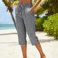 🎁2026 New Arrivals 50% OFF💥Gingham Capri Pants – Drawstring Comfort & Breathable Cotton-Linen