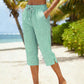 🎁2026 New Arrivals 50% OFF💥Gingham Capri Pants – Drawstring Comfort & Breathable Cotton-Linen