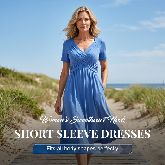 🍀LAST DAY SALE 50% OFF🍀Women’s V-Neck Short Sleeve Long Dresses