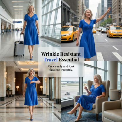 🍀LAST DAY SALE 50% OFF🍀Women’s V-Neck Short Sleeve Long Dresses