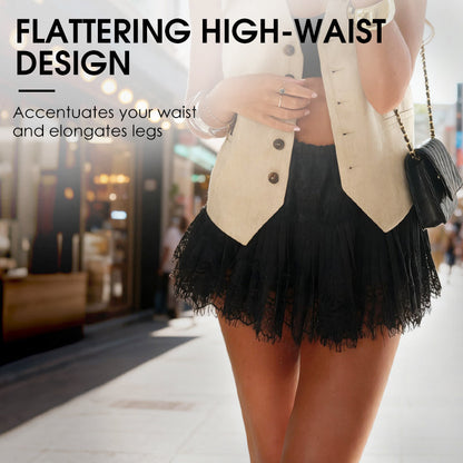🌸 50% OFF NOW! 🌸Chic Pleated Lace Trim Mini Skirt