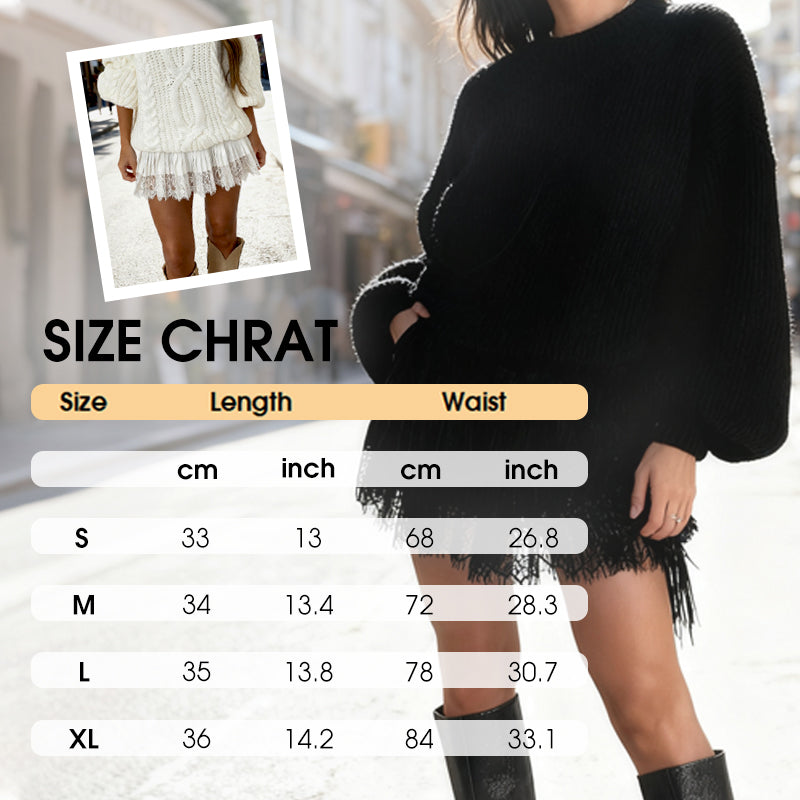 🌸 50% OFF NOW! 🌸Chic Pleated Lace Trim Mini Skirt