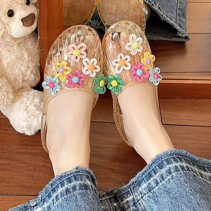 Women's Transparent Glitter Closed Toe Slippers