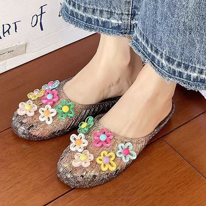 Women's Transparent Glitter Closed Toe Slippers