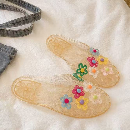 Women's Transparent Glitter Closed Toe Slippers
