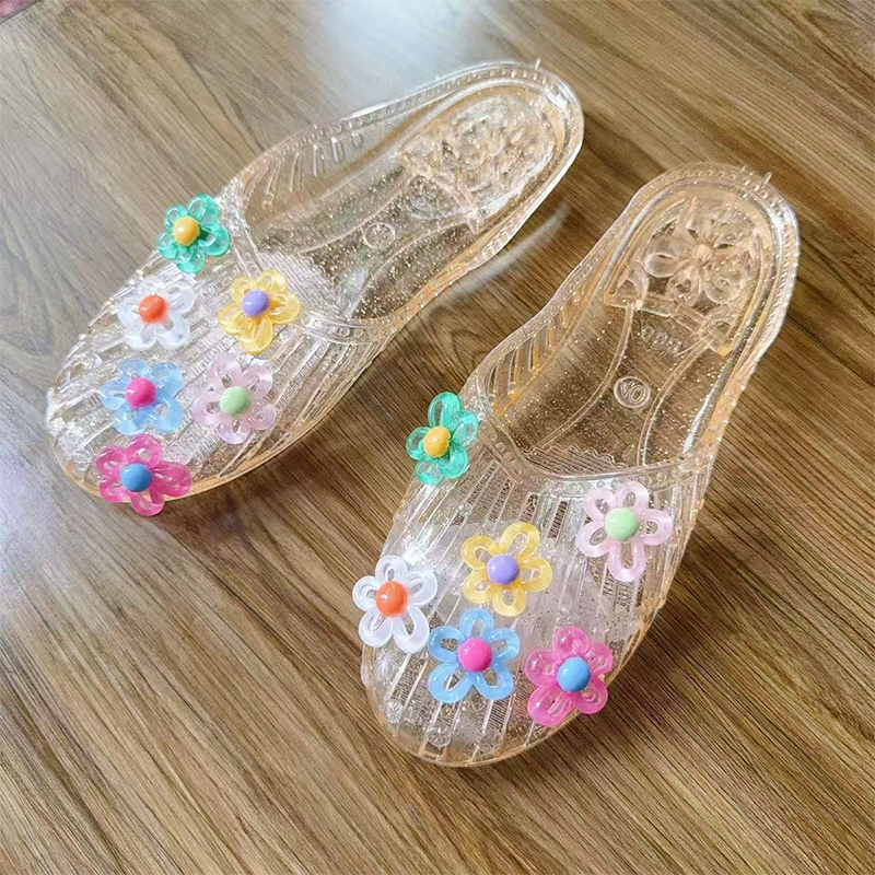 Women's Transparent Glitter Closed Toe Slippers