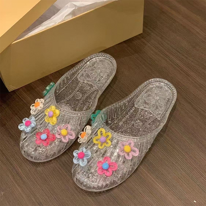 Women's Transparent Glitter Closed Toe Slippers