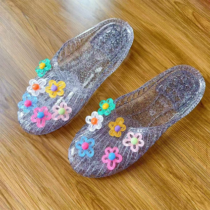 Women's Transparent Glitter Closed Toe Slippers
