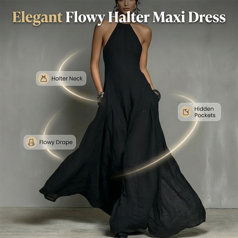 🔥While Supplies Last 47% OFF!🎉 Women's Elegant Sleeveless Halter Maxi Dress