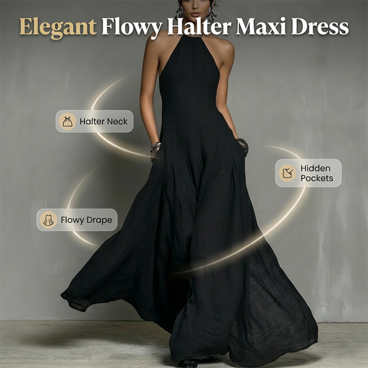🔥While Supplies Last 47% OFF!🎉 Women's Elegant Sleeveless Halter Maxi Dress