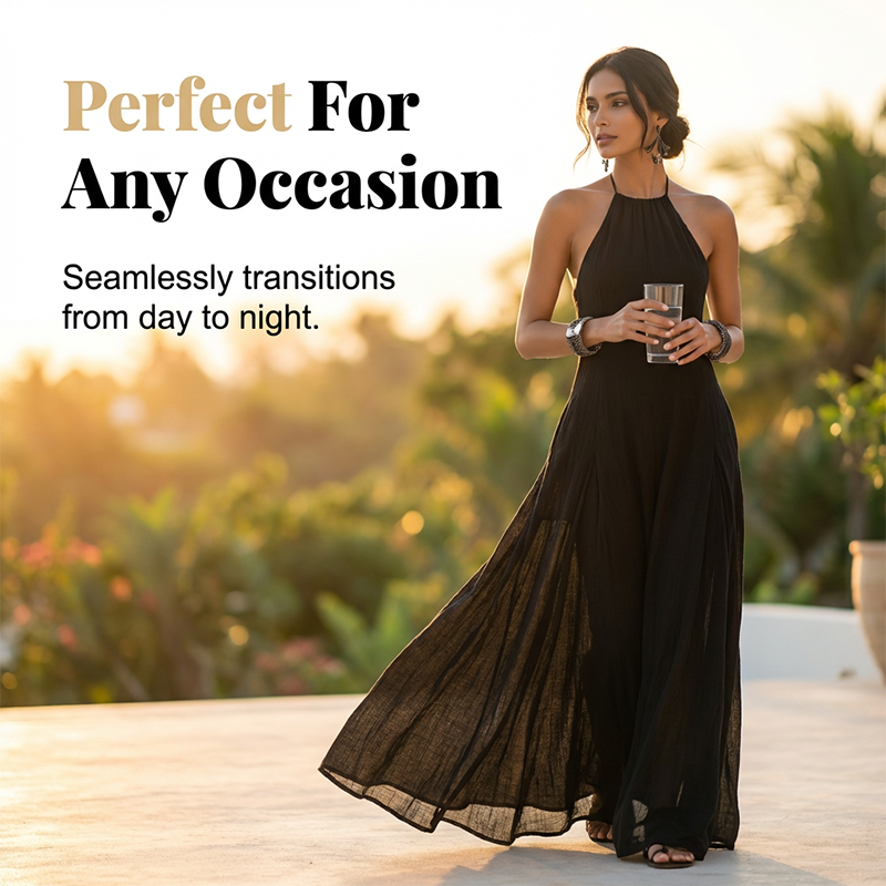 🔥While Supplies Last 47% OFF!🎉 Women's Elegant Sleeveless Halter Maxi Dress
