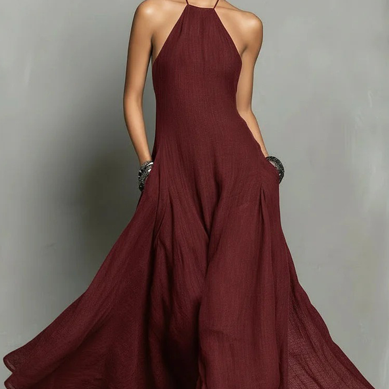 🔥While Supplies Last 47% OFF!🎉 Women's Elegant Sleeveless Halter Maxi Dress