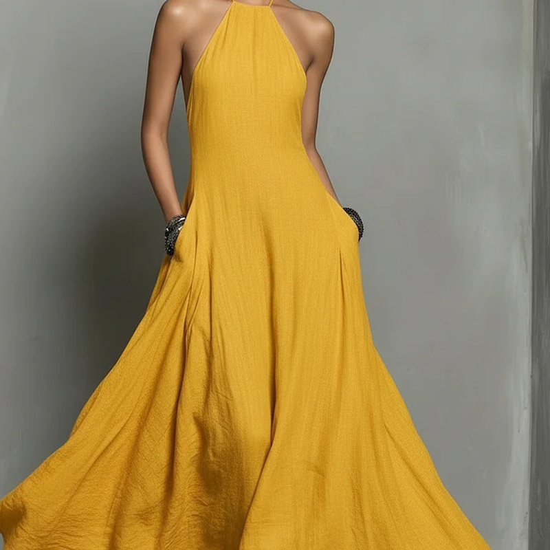 🔥While Supplies Last 47% OFF!🎉 Women's Elegant Sleeveless Halter Maxi Dress