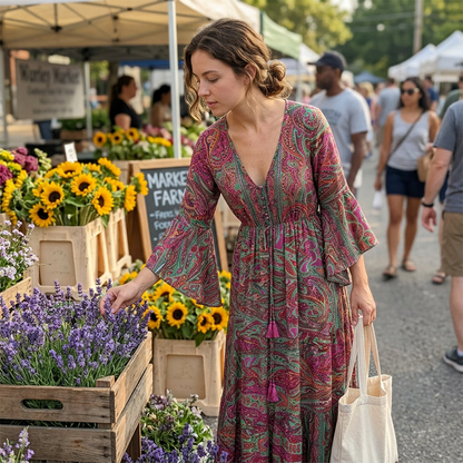 Women's Bohemian Floral Maxi Dress