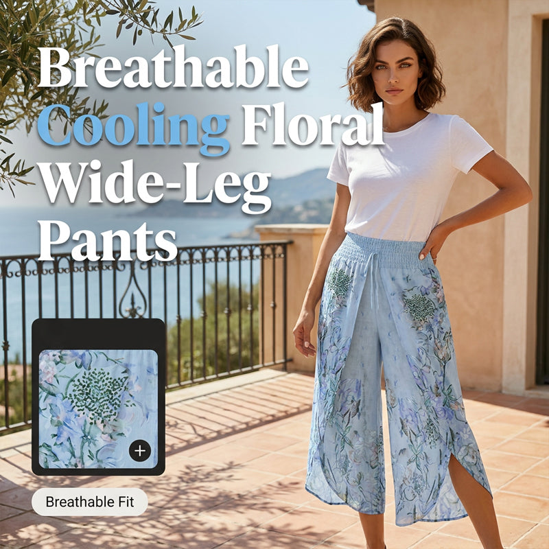 ⏳Limited-time 50% off⏰Women's Floral Print High-Waist Wide-Leg Pants💐👖