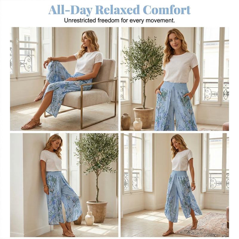 ⏳Limited-time 50% off⏰Women's Floral Print High-Waist Wide-Leg Pants💐👖