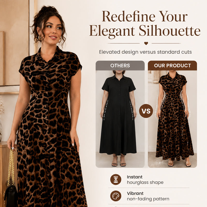 🌸 50% OFF NOW! 🌸Women's Elegant Leopard Print Lapel Dress