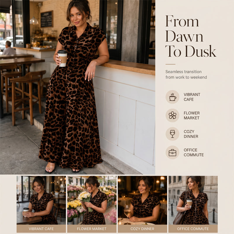 🌸 50% OFF NOW! 🌸Women's Elegant Leopard Print Lapel Dress