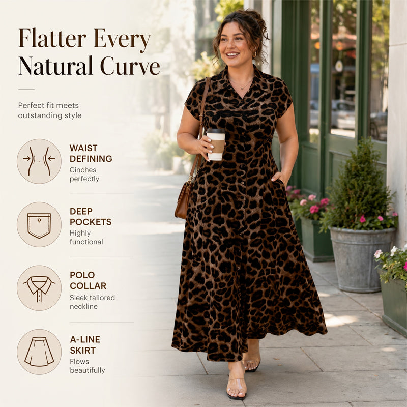 🌸 50% OFF NOW! 🌸Women's Elegant Leopard Print Lapel Dress