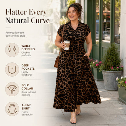 🌸 50% OFF NOW! 🌸Women's Elegant Leopard Print Lapel Dress