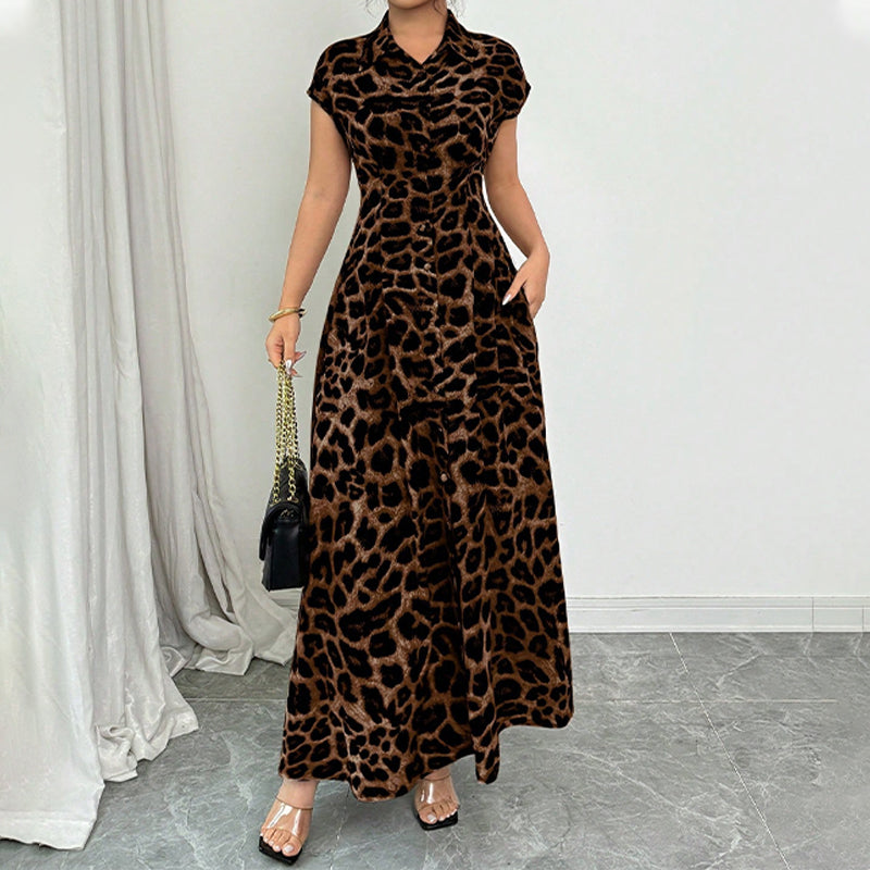 🌸 50% OFF NOW! 🌸Women's Elegant Leopard Print Lapel Dress