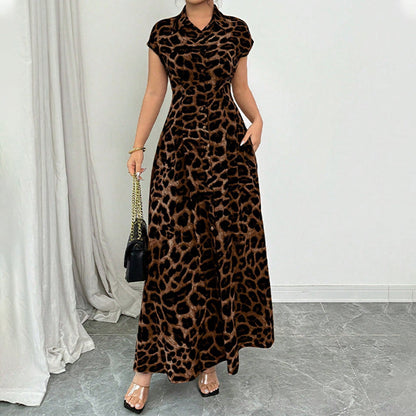 🌸 50% OFF NOW! 🌸Women's Elegant Leopard Print Lapel Dress