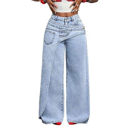 👖 51% OFF NOW! ✨ Women's Asymmetrical Waist Wide Leg Jeans – Unique waist design, relaxed fit & versatile – Perfect for chic everyday style & casual outings 🌿