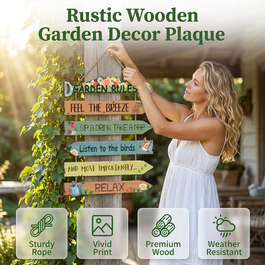 ⏳Limited-time 30% off⏰Rustic Wooden Garden Hanging Sign Wall Decor Plaque🏡