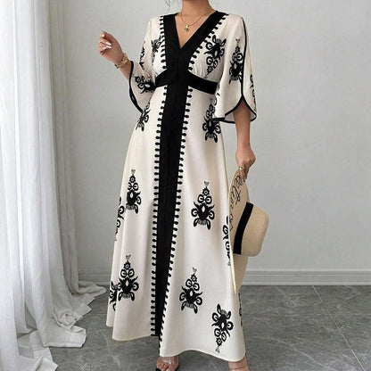 📢📢50% OFF !! ⏰Women's Elegant V-Neck Print Maxi Dress