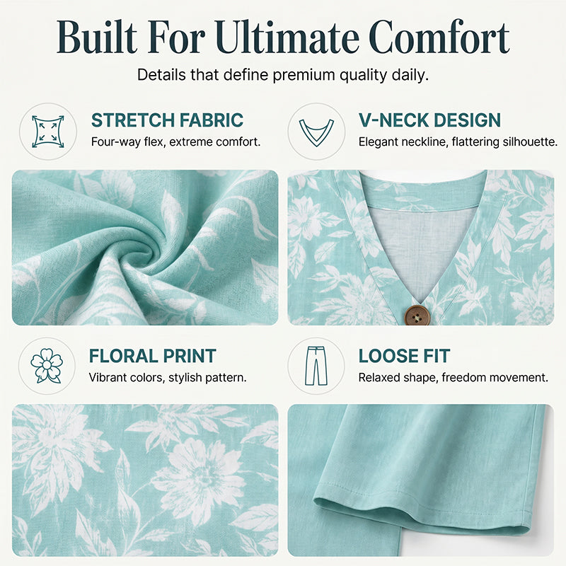 🔥✨ Stylish 2-piece set with V-neck – relaxed & flattering fit 👗