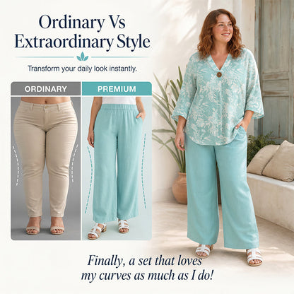 🔥✨ Stylish 2-piece set with V-neck – relaxed & flattering fit 👗