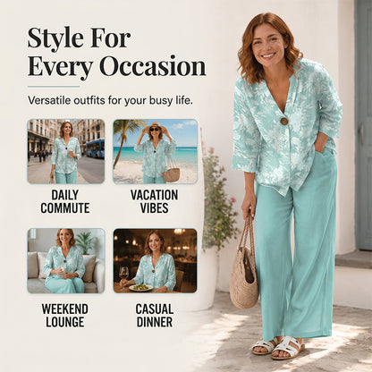 🔥✨ Stylish 2-piece set with V-neck – relaxed & flattering fit 👗