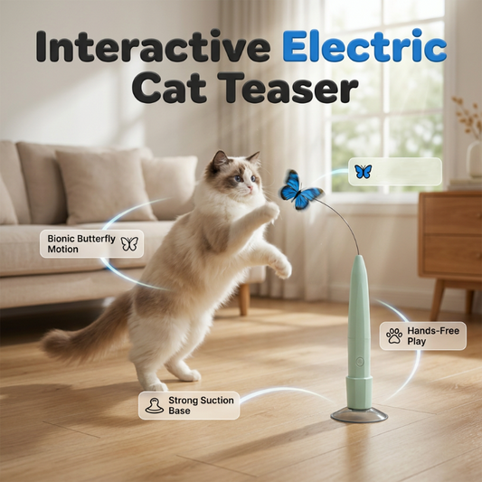 Electric Suction Cup Cat Teaser with Rotating Butterfly