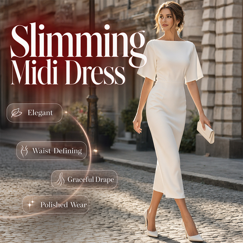 ⌛Limited-Time Offer-Women Elegant Boat Neck Flutter Sleeve Dress